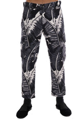 Pantalon en coton gris à motif de bananier Dolce &amp; Gabbana