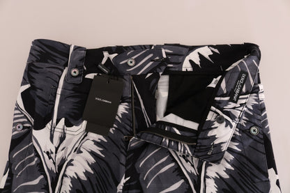 Dolce &amp; Gabbana grijze katoenen broek met bananenbladmotief