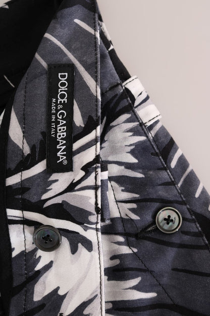 Dolce &amp; Gabbana grijze katoenen broek met bananenbladmotief