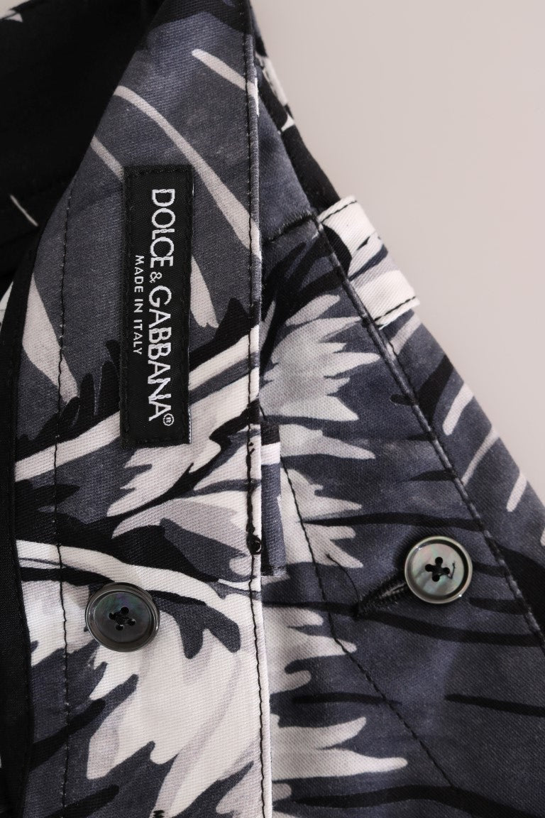 Pantalon en coton gris à motif de bananier Dolce &amp; Gabbana