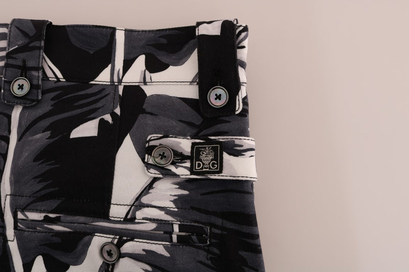 Pantalon en coton gris à motif de bananier Dolce &amp; Gabbana