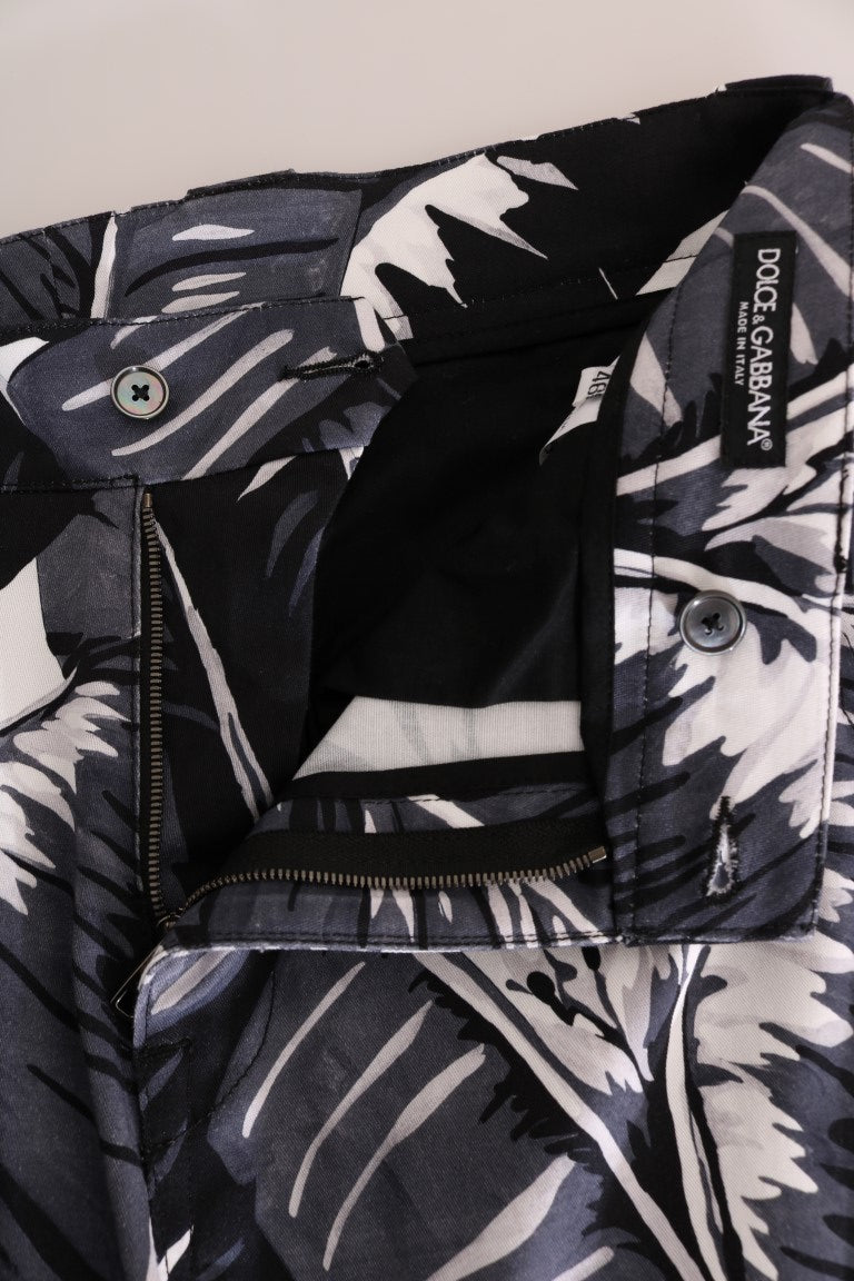 Pantalon en coton gris à motif de bananier Dolce &amp; Gabbana