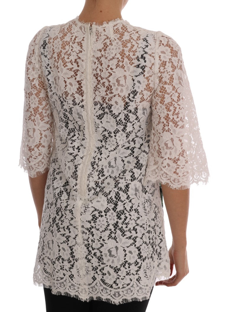 Chemisier Dolce &amp; Gabbana en dentelle blanche ornée de cristaux