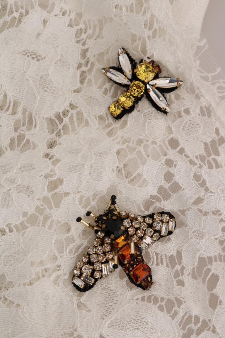 Chemisier Dolce &amp; Gabbana en dentelle blanche ornée de cristaux