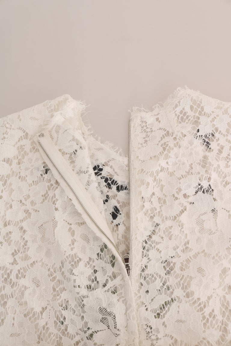 Chemisier Dolce &amp; Gabbana en dentelle blanche ornée de cristaux