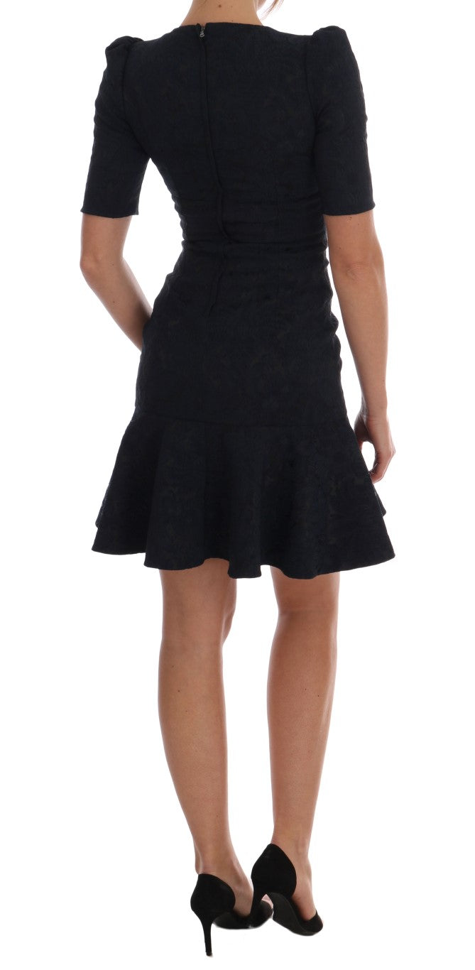 Robe mini évasée noire et bleue Dolce &amp; Gabbana