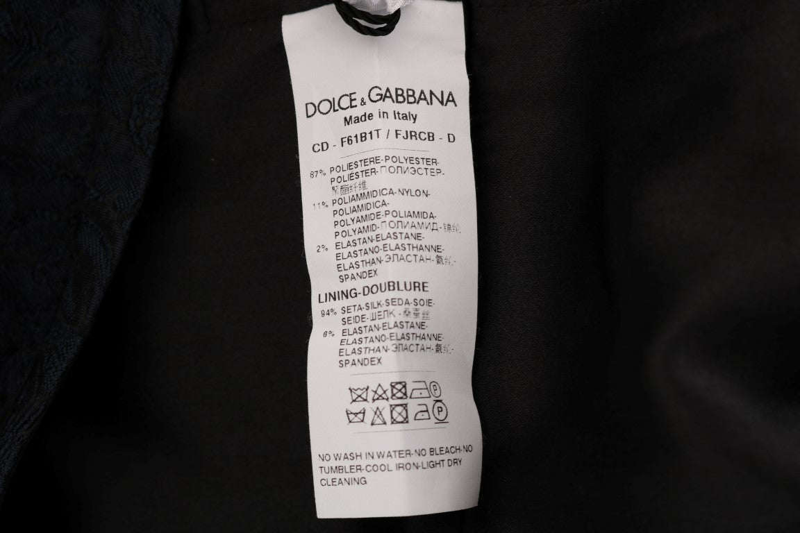Robe mini évasée noire et bleue Dolce &amp; Gabbana