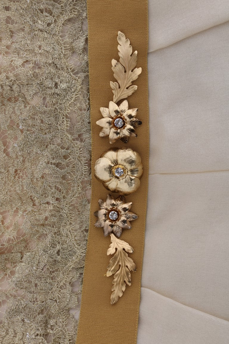 Robe Dolce &amp; Gabbana en soie dorée ornée de cristaux