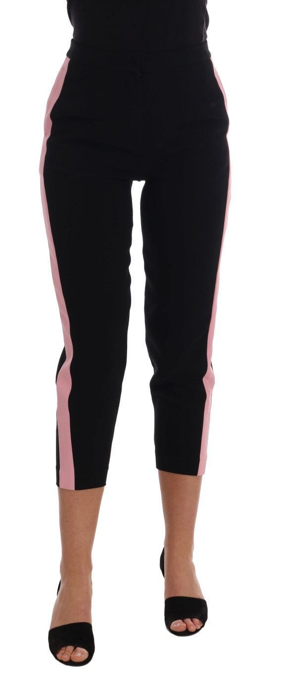 Pantalon Capri Dolce &amp; Gabbana noir stretch à rayures roses