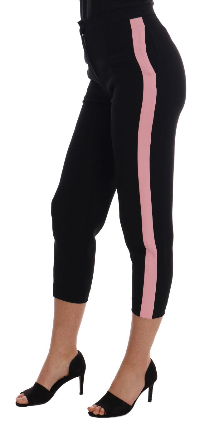 Pantalon Capri Dolce &amp; Gabbana noir stretch à rayures roses
