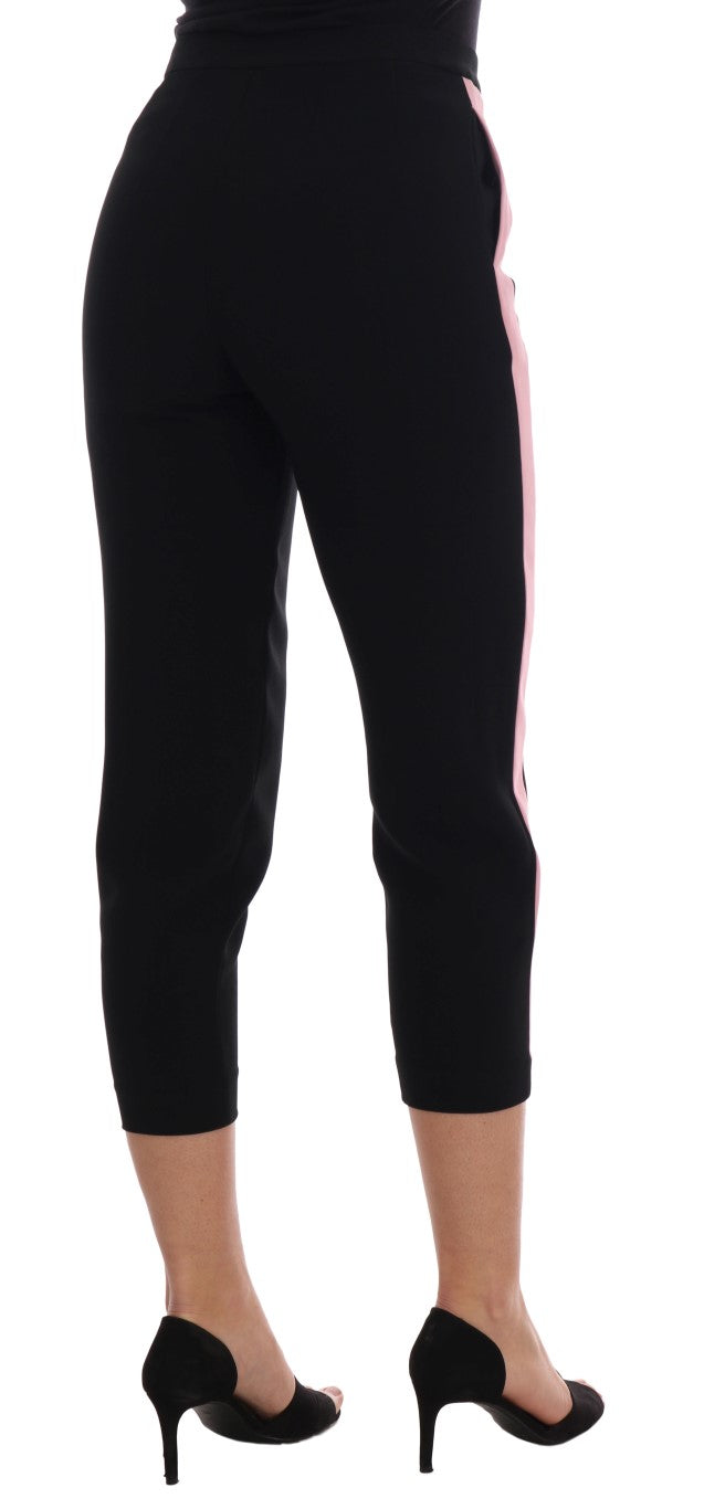 Pantalon Capri Dolce &amp; Gabbana noir stretch à rayures roses