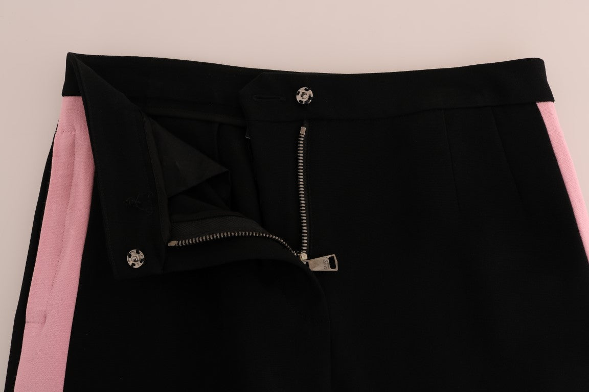 Pantalon Capri Dolce &amp; Gabbana noir stretch à rayures roses