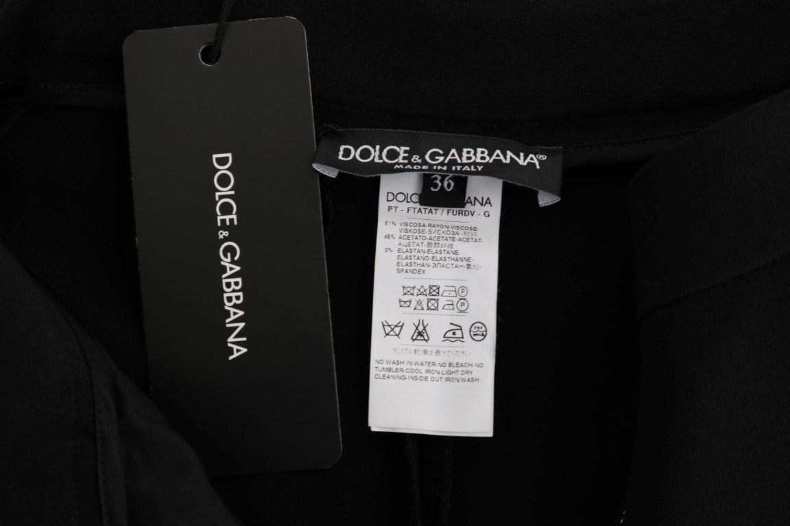 Pantalon Capri Dolce &amp; Gabbana noir stretch à rayures roses