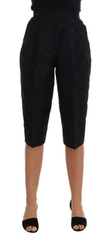 Short Capri taille haute en brocart noir Dolce &amp; Gabbana
