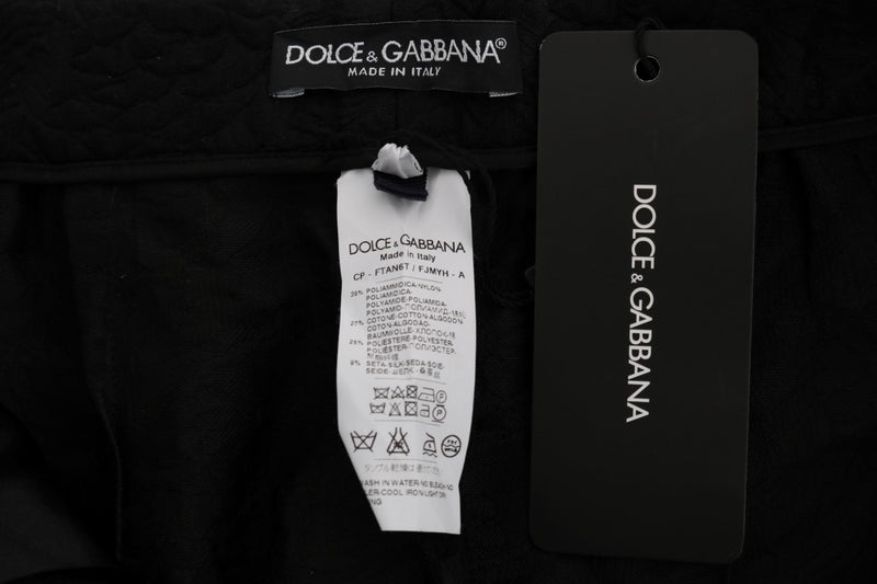 Short Capri taille haute en brocart noir Dolce &amp; Gabbana