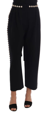 Pantalon Dolce &amp; Gabbana en laine stretch noire orné de cristaux