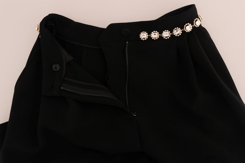 Pantalon Dolce &amp; Gabbana en laine stretch noire orné de cristaux