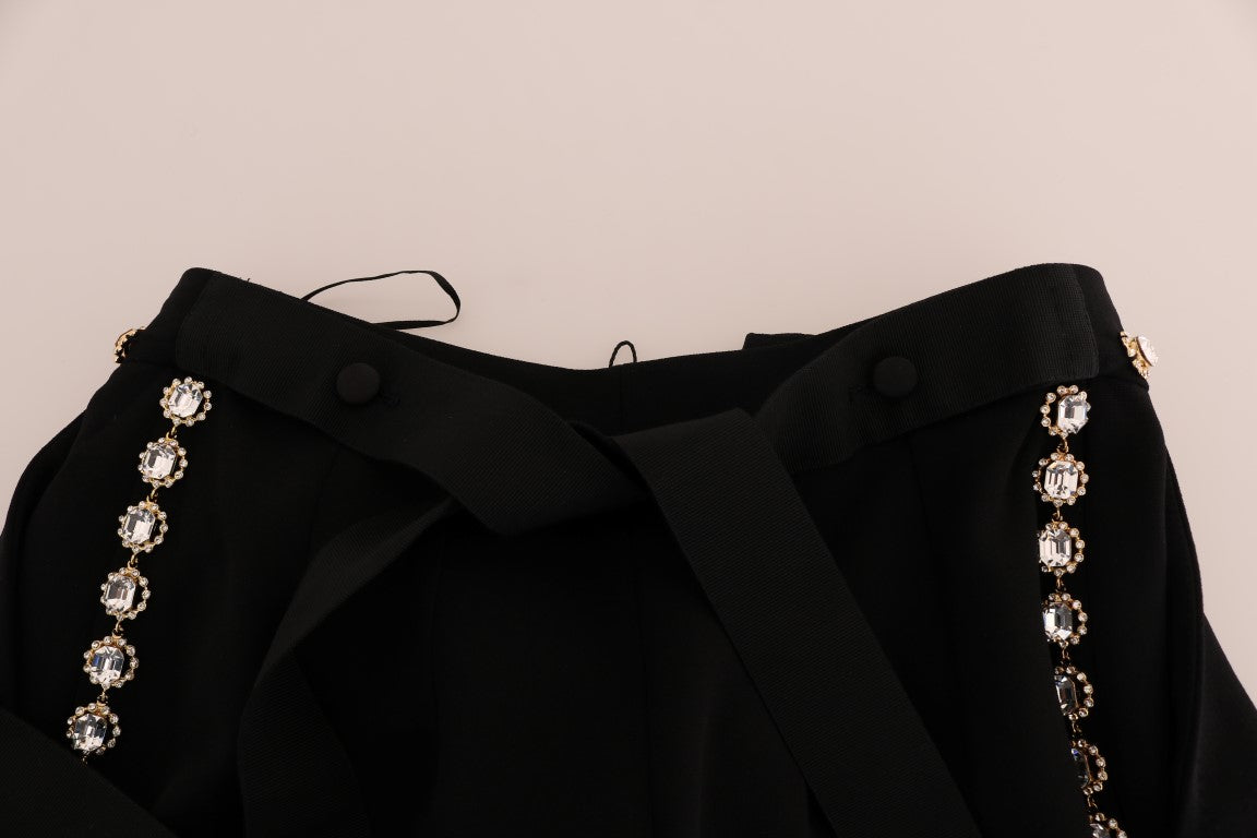 Pantalon Dolce &amp; Gabbana en laine stretch noire orné de cristaux
