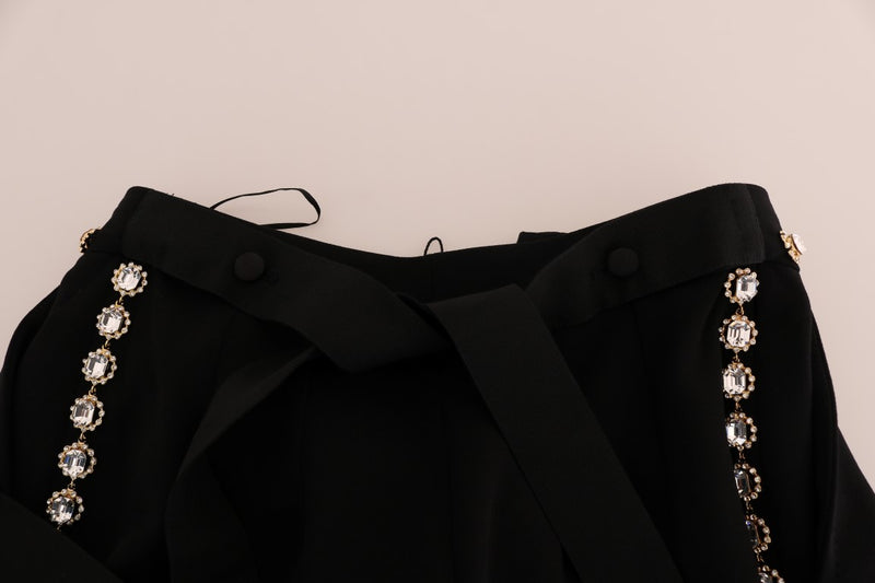Pantalon Dolce &amp; Gabbana en laine stretch noire orné de cristaux
