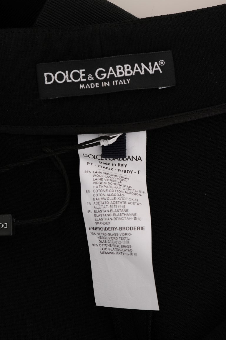 Pantalon Dolce &amp; Gabbana en laine stretch noire orné de cristaux
