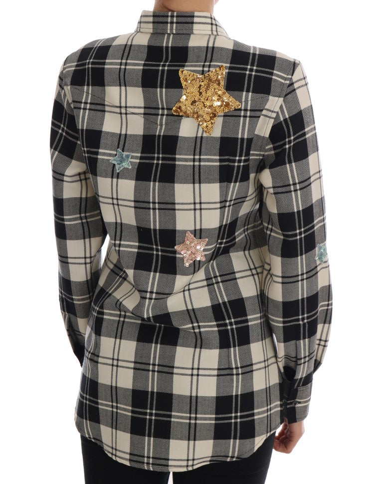 Chemise Dolce &amp; Gabbana noire et blanche à cristaux de conte de fées