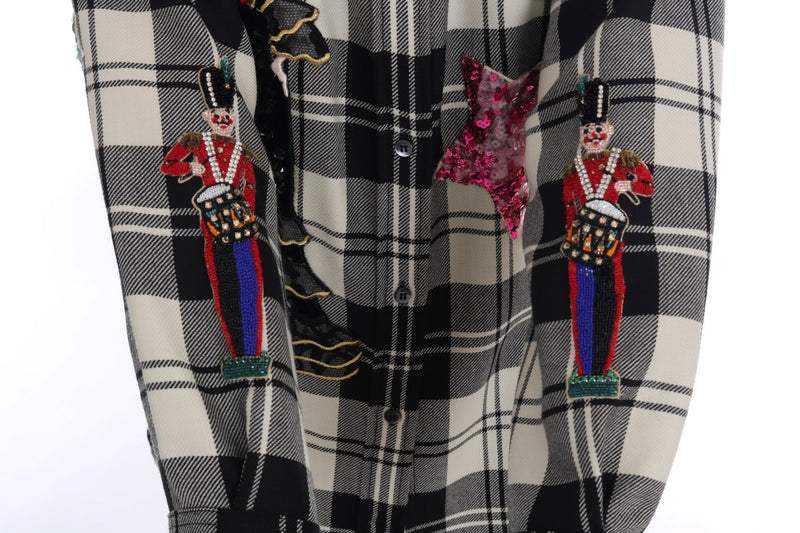 Chemise Dolce &amp; Gabbana noire et blanche à cristaux de conte de fées