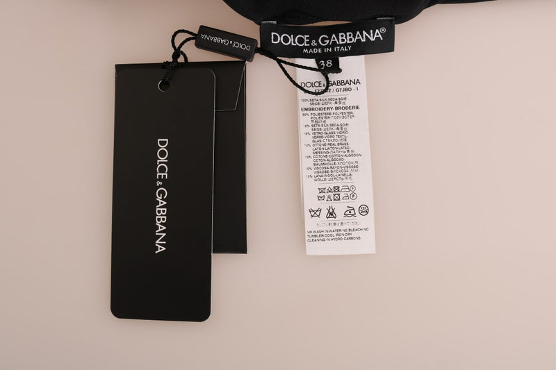 Dolce &amp; Gabbana Top en soie noire à motif féerique et chemisier orné de cristaux