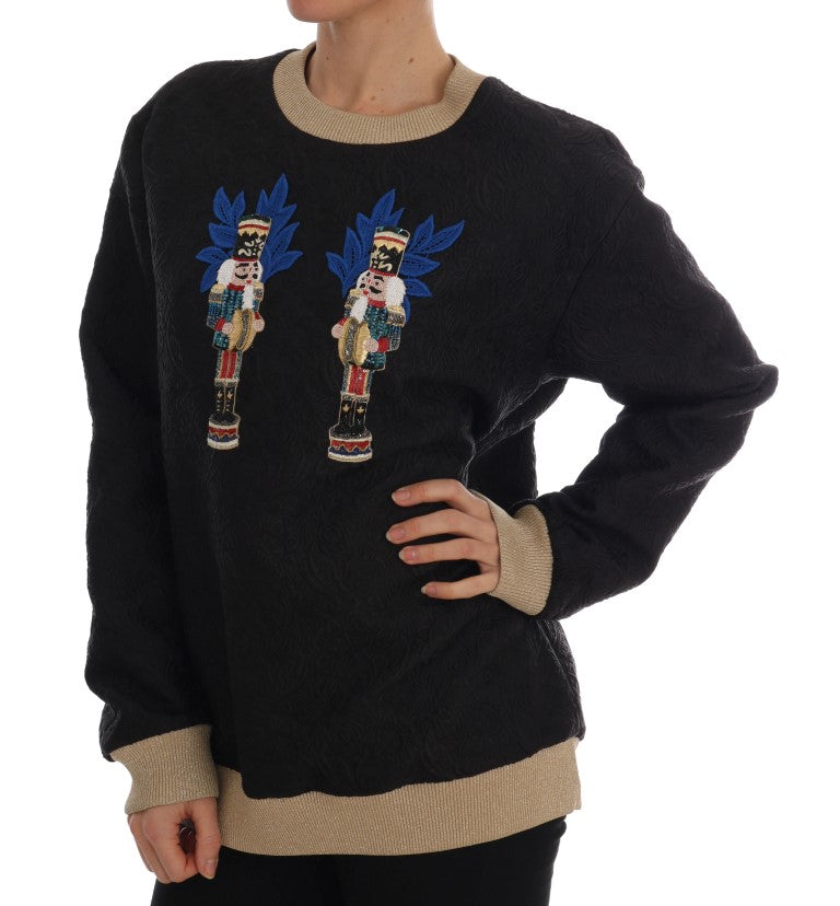Pull Dolce &amp; Gabbana noir à fermeture éclair en brocart, motif conte de fées