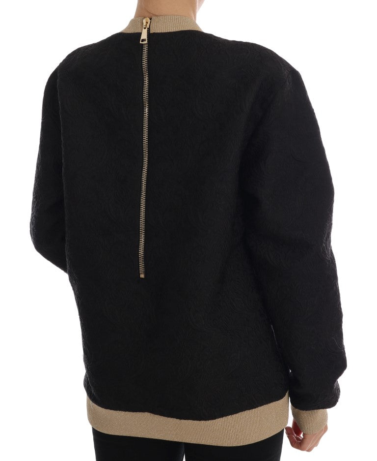 Pull Dolce &amp; Gabbana noir à fermeture éclair en brocart, motif conte de fées