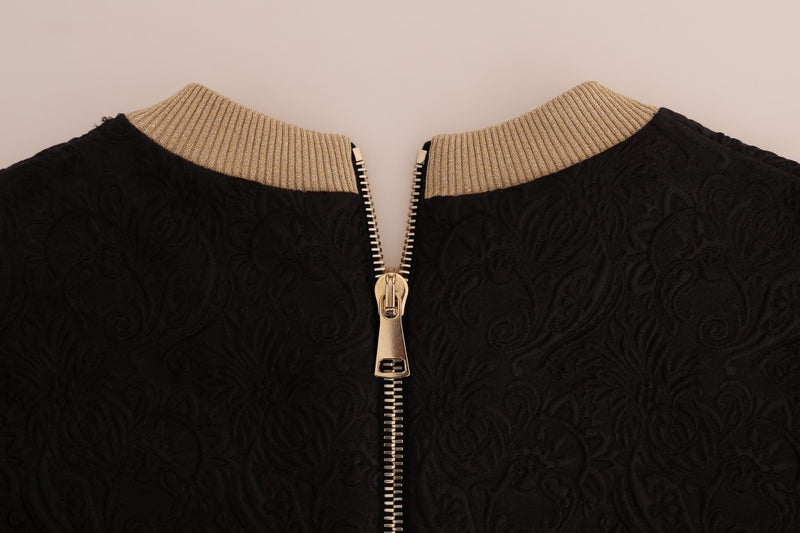 Pull Dolce &amp; Gabbana noir à fermeture éclair en brocart, motif conte de fées