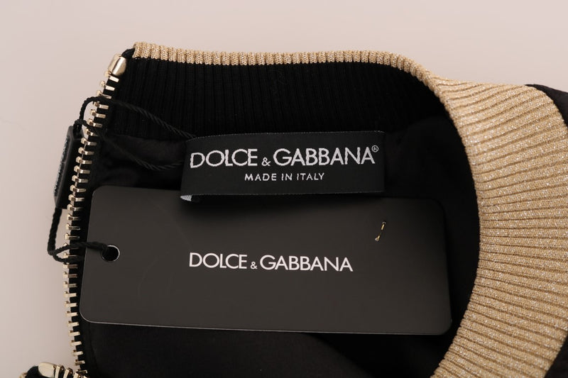 Pull Dolce &amp; Gabbana noir à fermeture éclair en brocart, motif conte de fées
