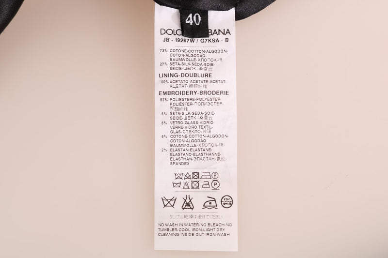 Pull Dolce &amp; Gabbana noir à fermeture éclair en brocart, motif conte de fées
