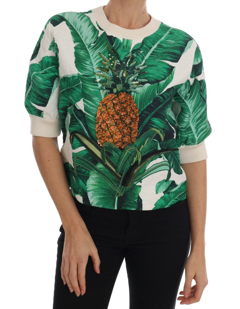 Pull Dolce &amp; Gabbana à sequins ananas et banane, col rond