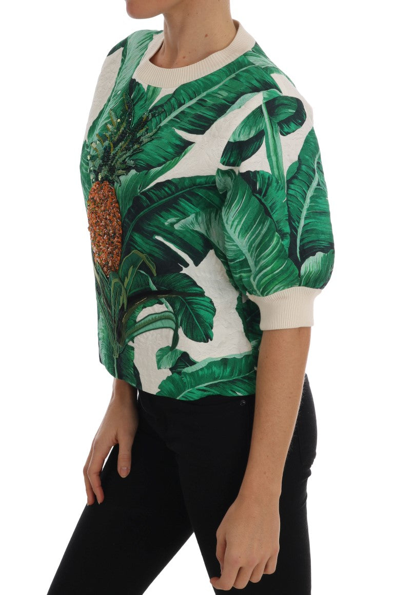 Pull Dolce &amp; Gabbana à sequins ananas et banane, col rond