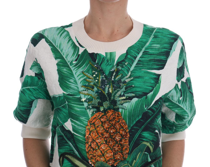 Pull Dolce &amp; Gabbana à sequins ananas et banane, col rond