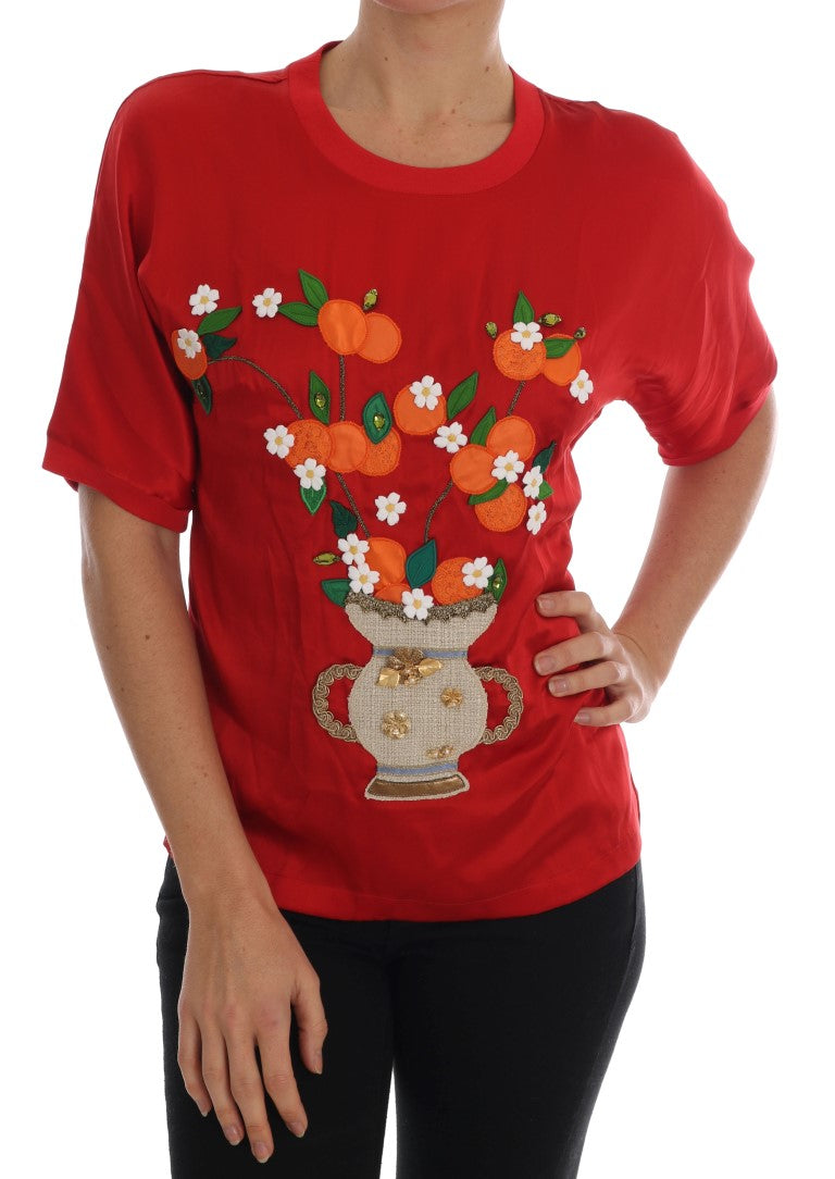 Vase Dolce &amp; Gabbana en soie rouge orange avec couvercle en cristal