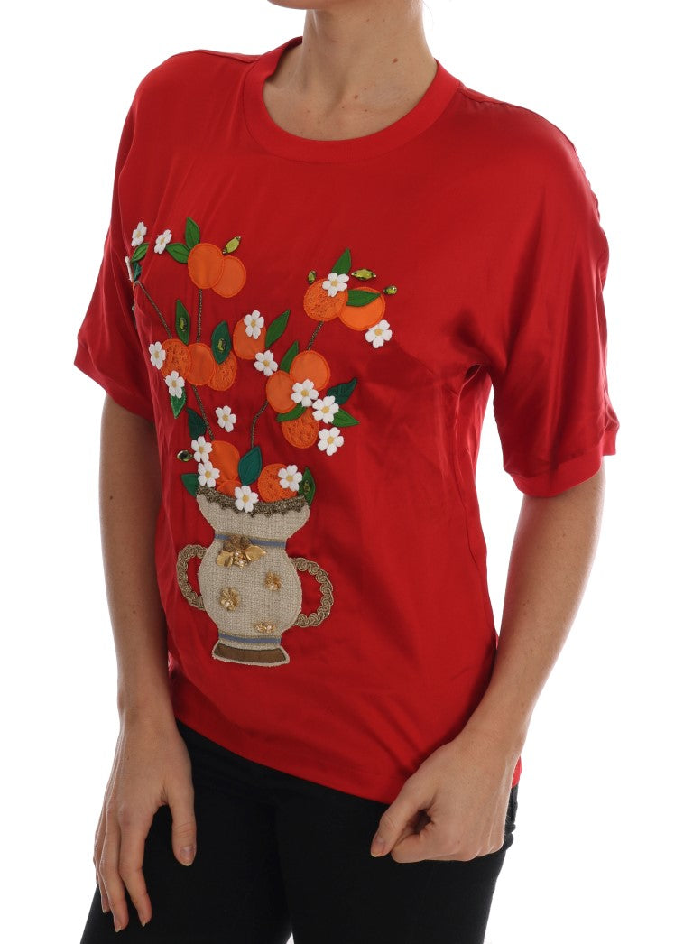Vase Dolce &amp; Gabbana en soie rouge orange avec couvercle en cristal