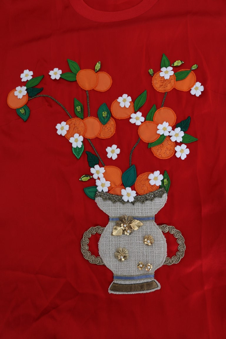 Vase Dolce &amp; Gabbana en soie rouge orange avec couvercle en cristal