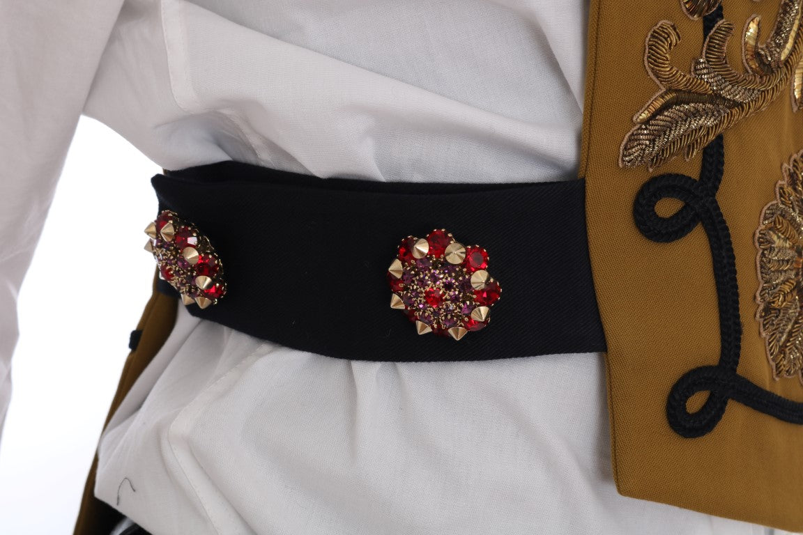 Veste sans manches Dolce &amp; Gabbana jaune à croix en cristal