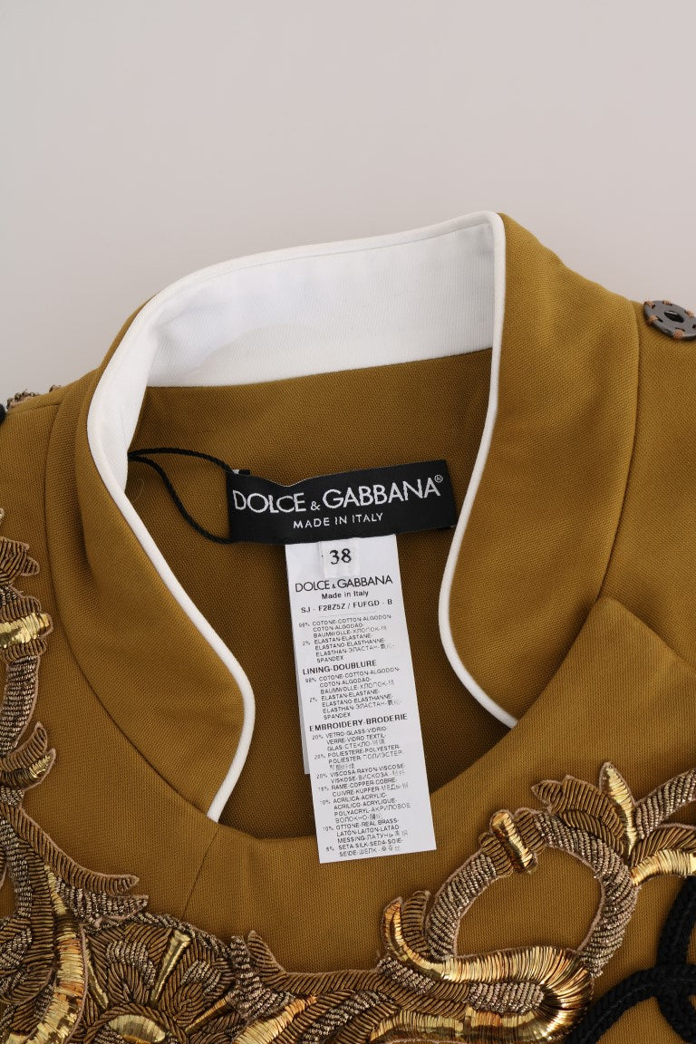 Veste sans manches Dolce &amp; Gabbana jaune à croix en cristal