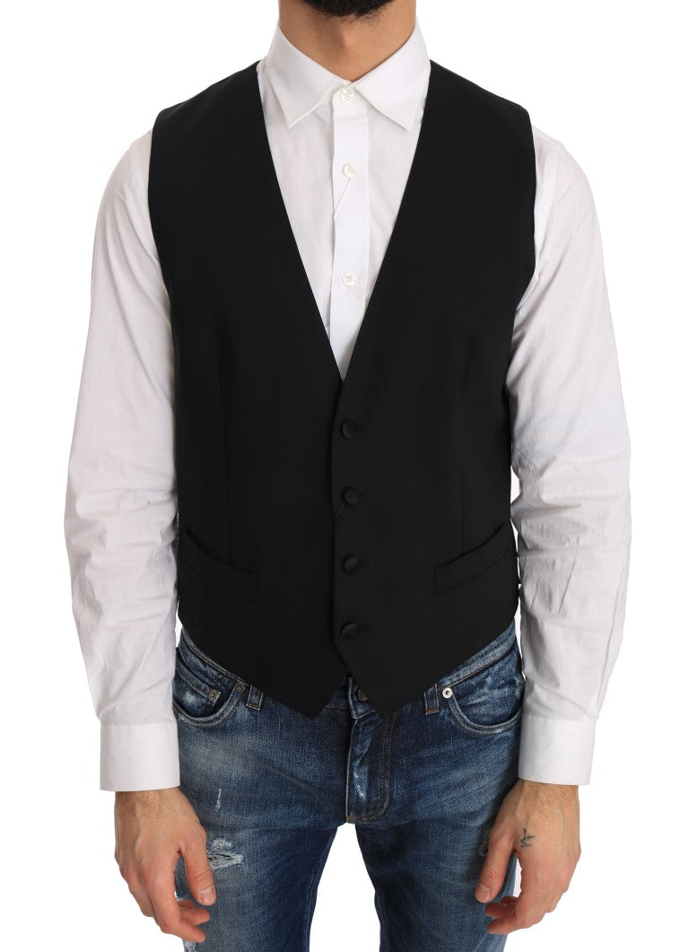 Gilet en laine et soie noire Dolce &amp; Gabbana