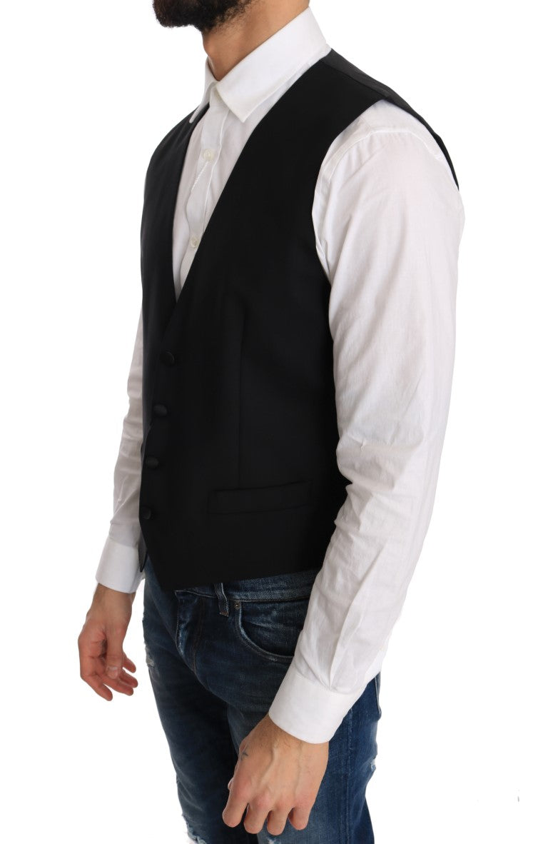 Gilet en laine et soie noire Dolce &amp; Gabbana