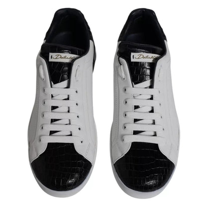 Dolce & Gabbana Portofino sneakers van wit leer met logo