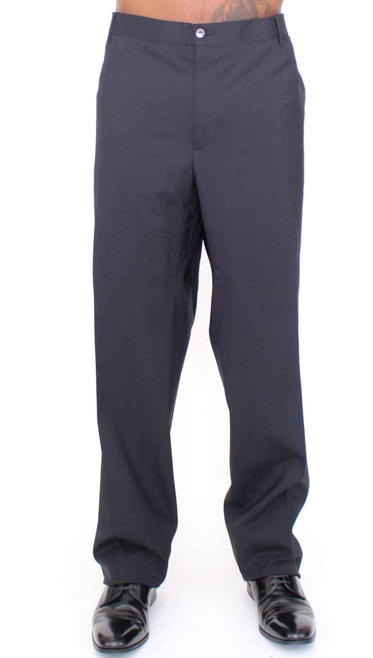 Pantalon plissé en laine extensible noire de Dolce &amp; Gabbana