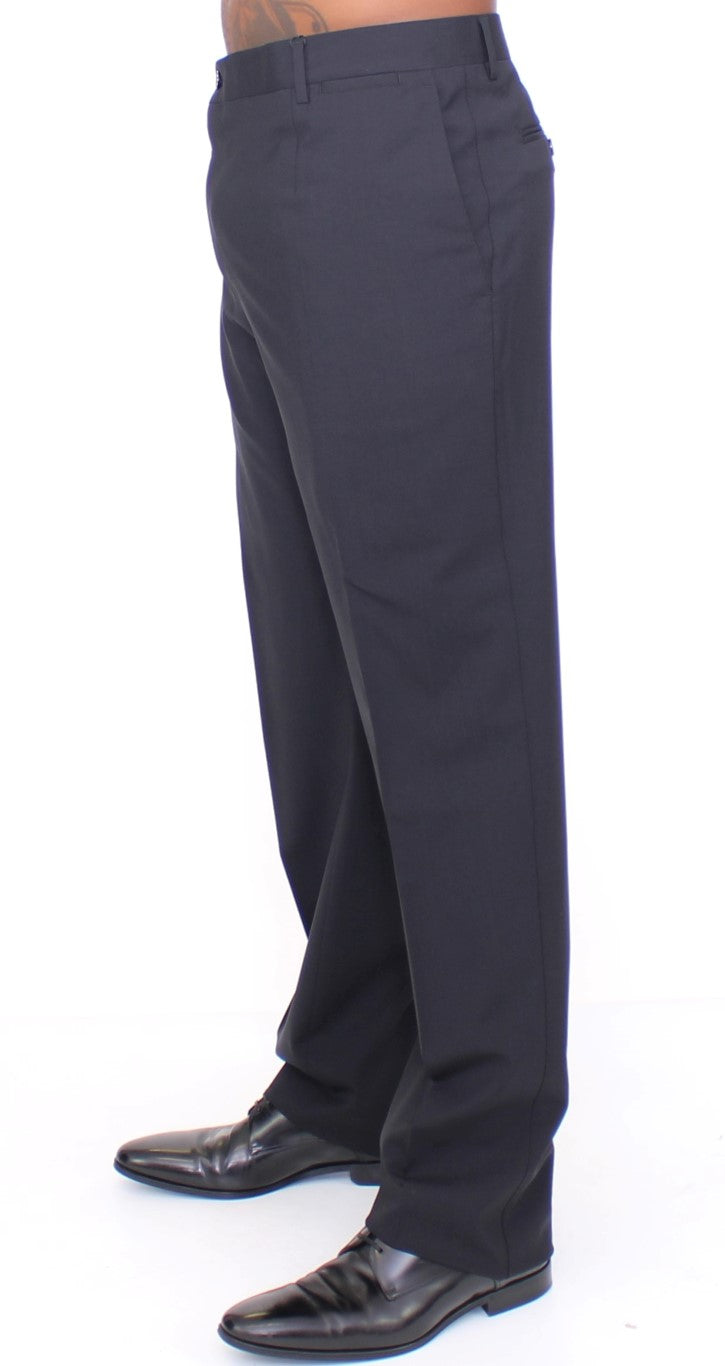 Pantalon plissé en laine extensible noire de Dolce &amp; Gabbana