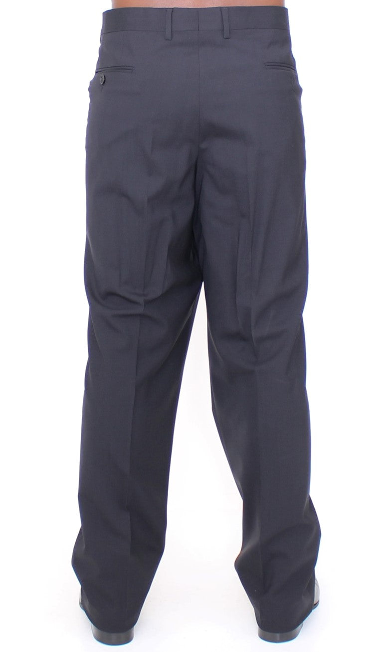 Pantalon plissé en laine extensible noire de Dolce &amp; Gabbana