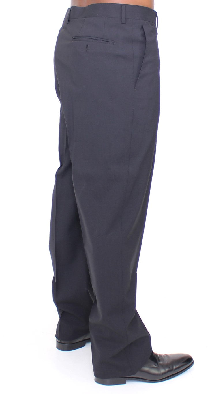 Pantalon plissé en laine extensible noire de Dolce &amp; Gabbana