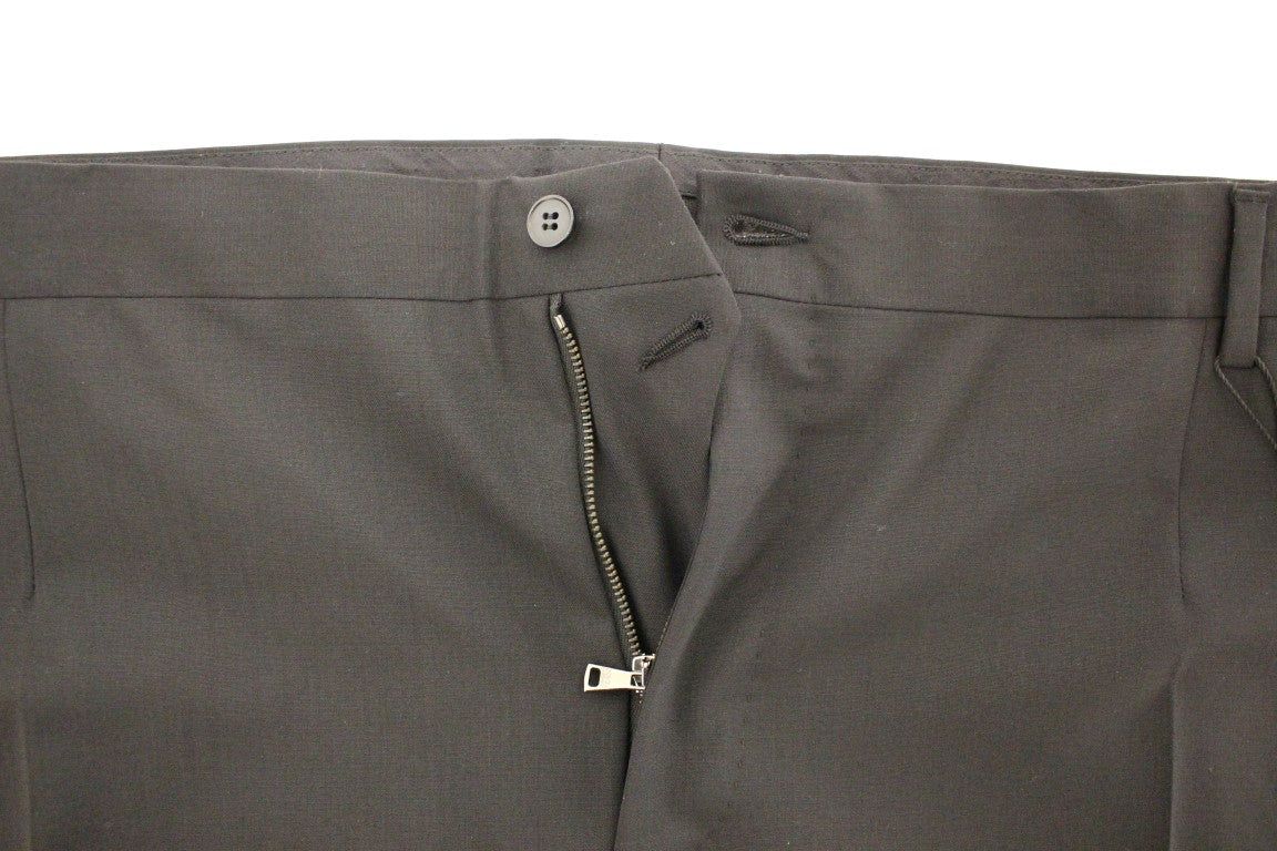 Pantalon plissé en laine extensible noire de Dolce &amp; Gabbana