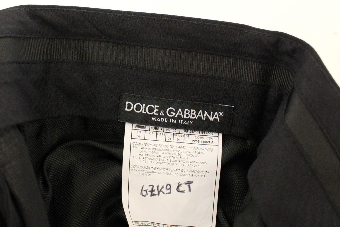 Pantalon plissé en laine extensible noire de Dolce &amp; Gabbana