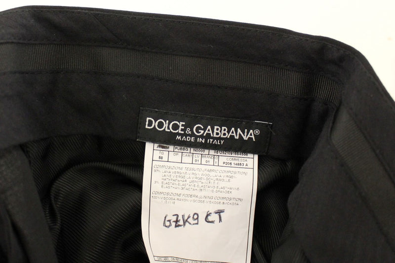 Pantalon plissé en laine extensible noire de Dolce &amp; Gabbana